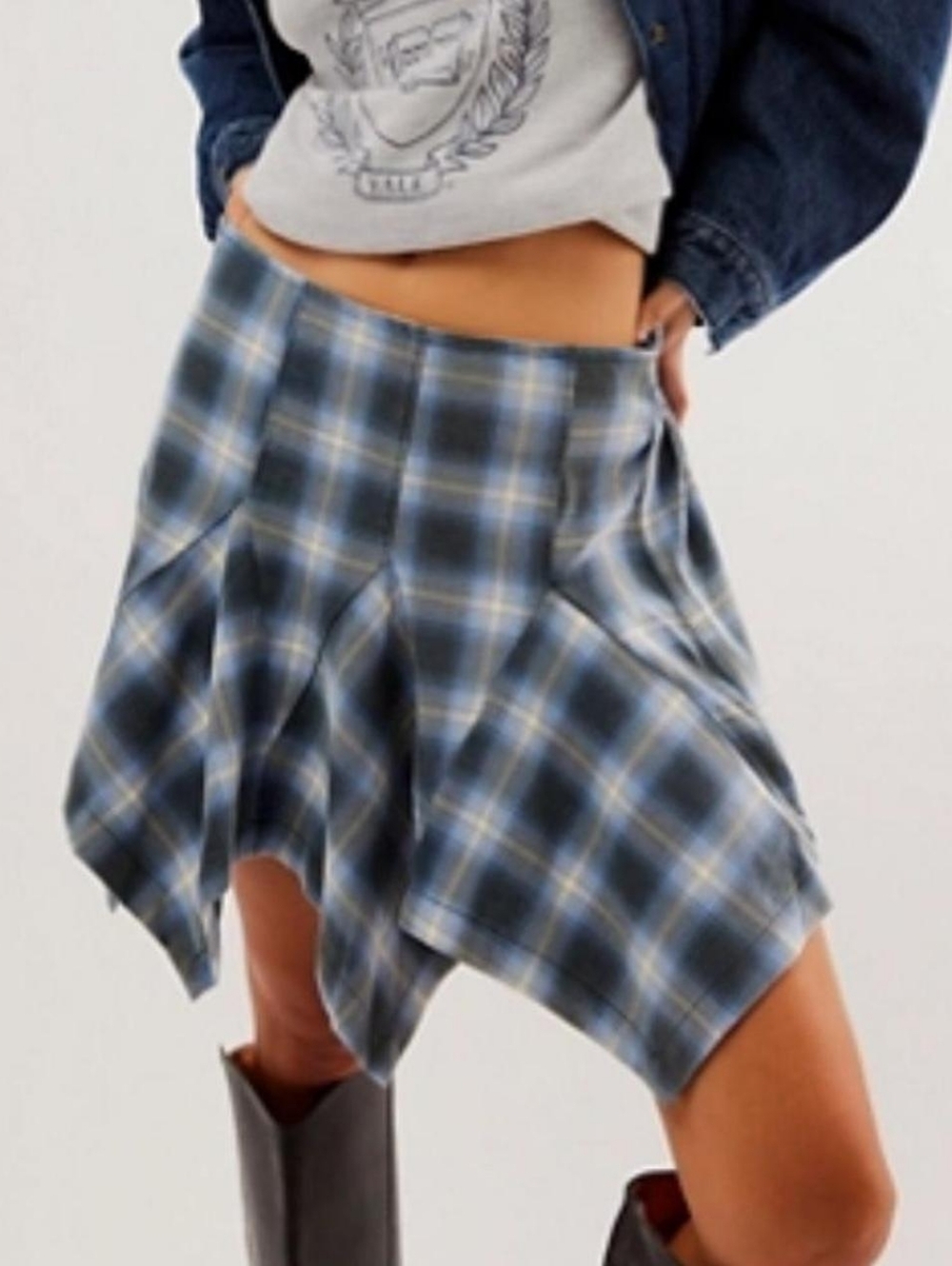 Free People Kerchief Hem Plaid Skirt